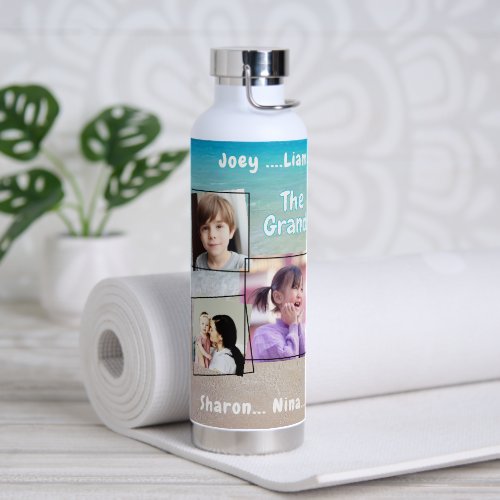 The Grands Seven Photos With Names Beach Scene Water Bottle
