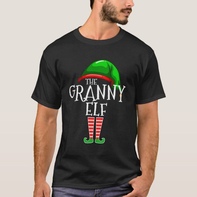 The Granny Elf Group Matching Family Christmas Gif T-Shirt (Front)
