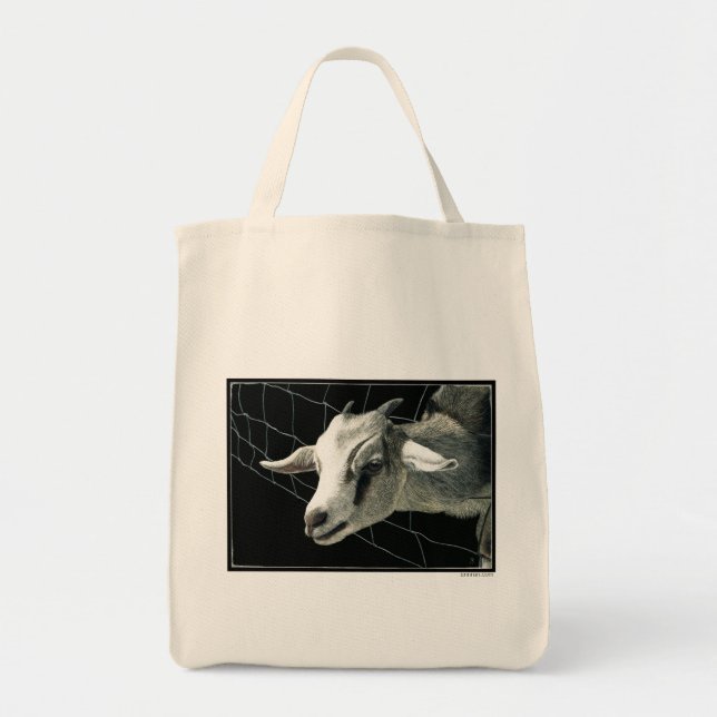 "The Grass is Always Greener..." Goat Tote Bag (Front)