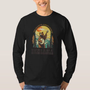 The Grass Is Blue In Indiana Vintage Bear Banjo Pl T-Shirt