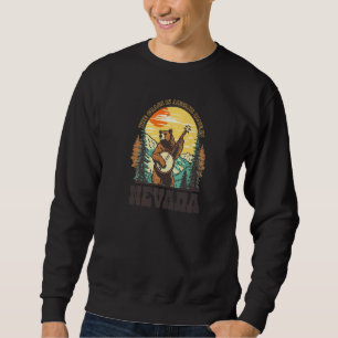 The Grass Is Blue In Nevada Vintage Bear Banjo Pla Sweatshirt