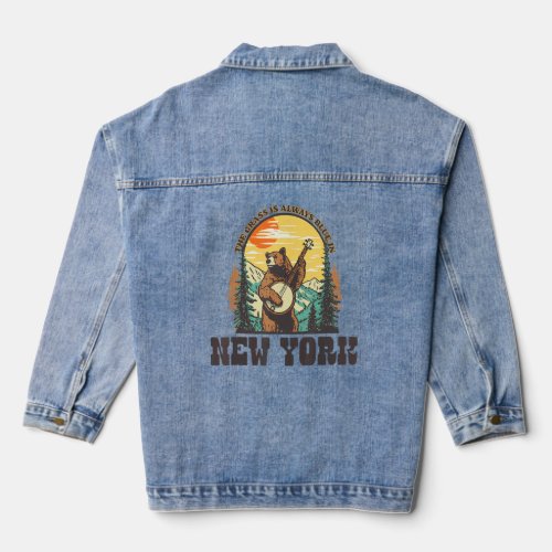 The Grass Is Blue In New York Vintage Bear Banjo P Denim Jacket