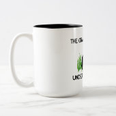 The Grass is Greener Under My Wiener Hot Dog Two-Tone Coffee Mug (Left)