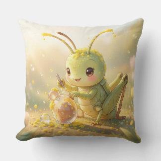 The Grasshopper and the Nectar Masterpiece Throw Pillow