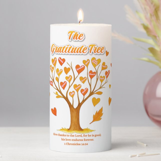 'The Gratitude Tree' 3" x 6" Pillar Candle (In Situ)