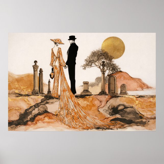 The Graveyard of Secrets - Elegant Noir Surrealist Poster (Front)
