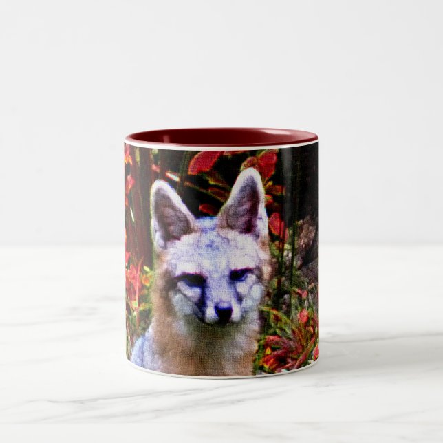 THE GRAY FOX IN AUTUMN Two-Tone COFFEE MUG (Center)