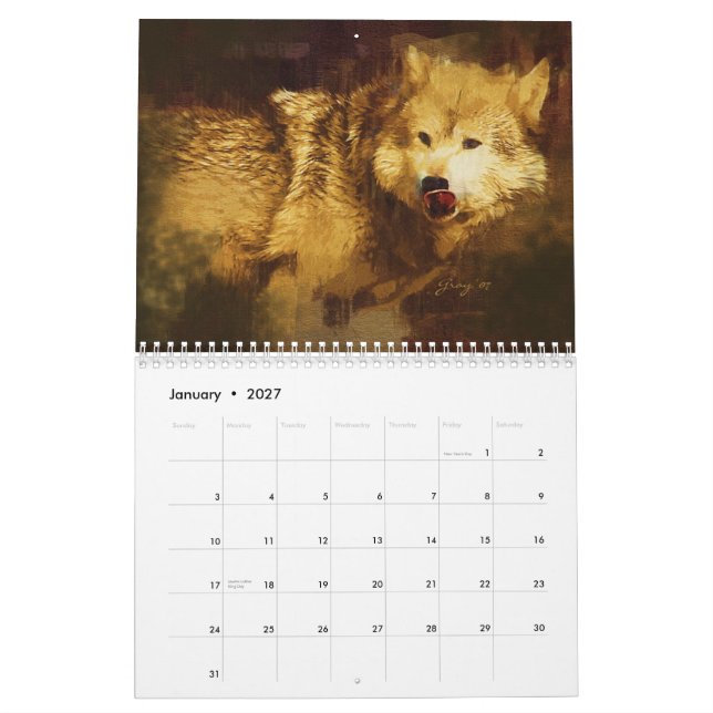 The Gray Wolves of Yellowstone Calendar (Jan 2027)