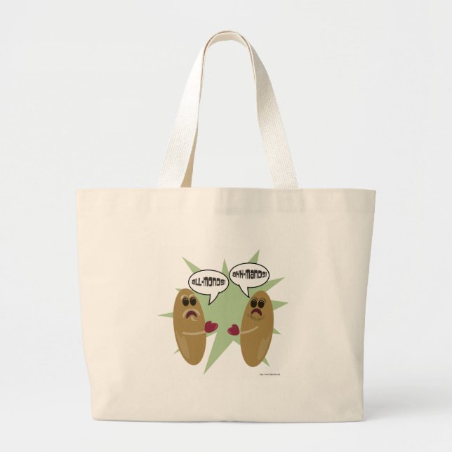 The Great Almond Debate Cartoon Nut Art Large Tote Bag (Front)