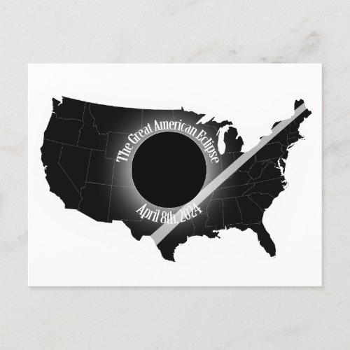 The Great American Eclipse April 8th 2024 Gift Postcard
