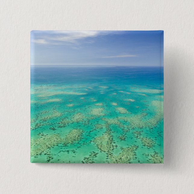 The Great Barrier Reef, aerial view of Green Pinback Button (Front)
