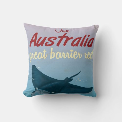 The Great Barrier Reef Australia Travel poster Throw Pillow