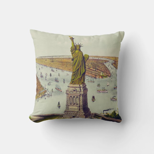 The Great Bartholdi Statue, Statue of Liberty Throw Pillow (Front)