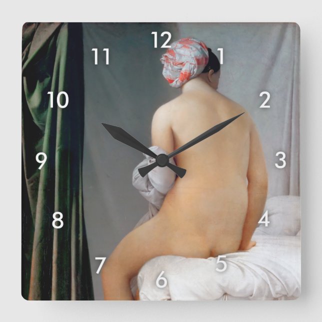 The Great Bather (Seated Woman), Dominique Ingres Square Wall Clock (Front)