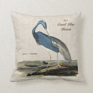 The Great Blue Heron - Cotton Throw Pillow