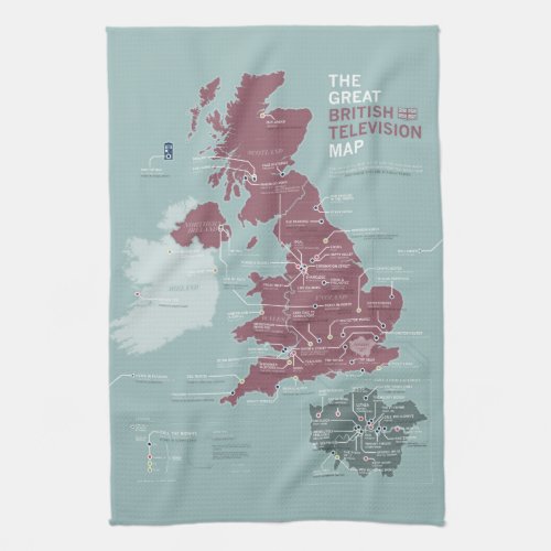 The Great British Television Map Tea Towel
