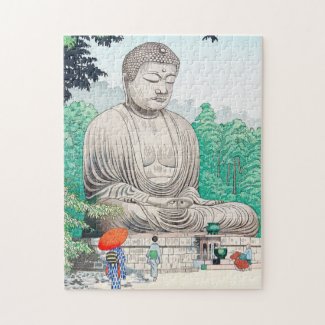 The Great Buddha at Kamakura Fujishima Takeji art Jigsaw Puzzle