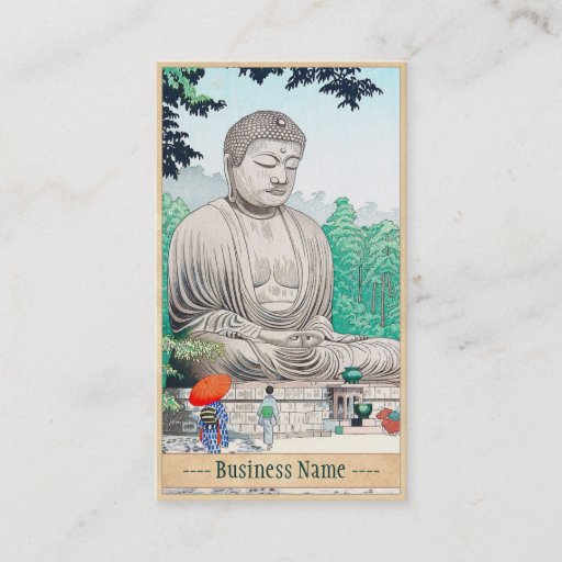 Customizable The Great Buddha at Kamakura FUJISHIMA TAKEJI Business Card Template