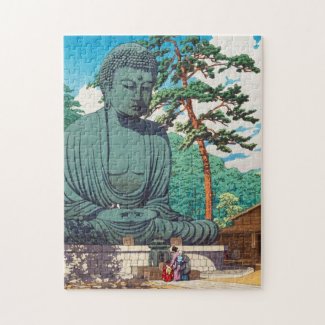 The Great Buddha at Kamakura Hasui Kawase hanga Jigsaw Puzzle
