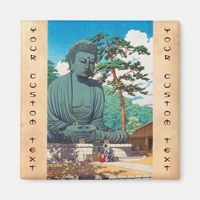 The Great Buddha at Kamakura Hasui Kawase hanga Magnet (Front)