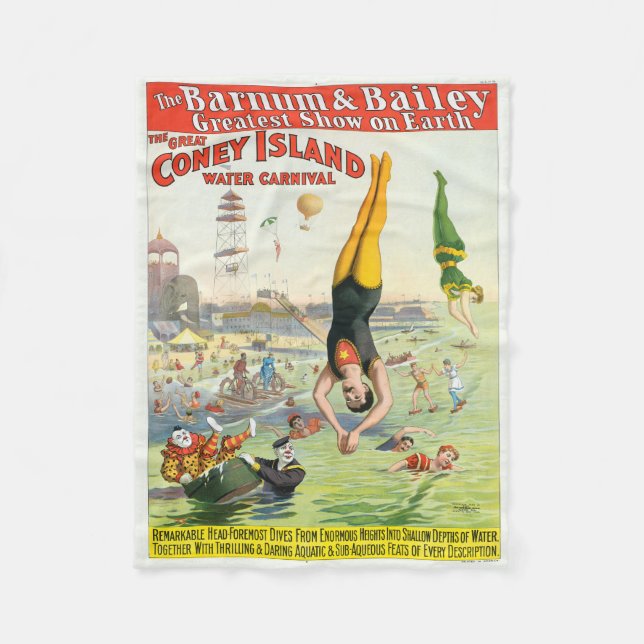 The Great Coney Island Water Carnival Fleece Blanket (Front)