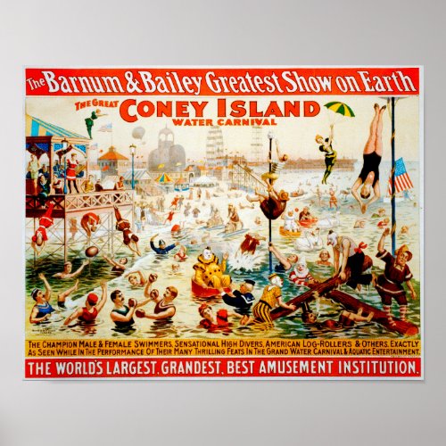 The Great Coney Island Water Carnival Poster