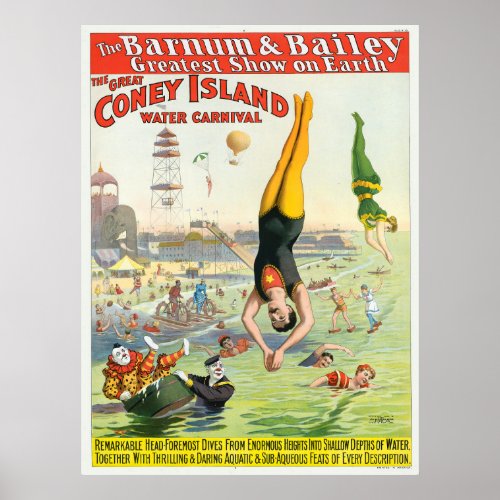 The Great Coney Island Water Carnival Poster