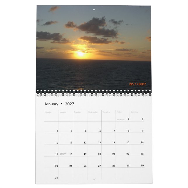 THE GREAT CRUISE EVENT OF 2007! CALENDAR (Jan 2027)