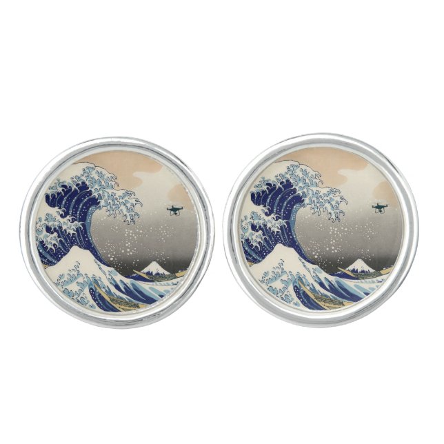 The Great Drone Wave Off Kanagawa Cufflinks (Front)