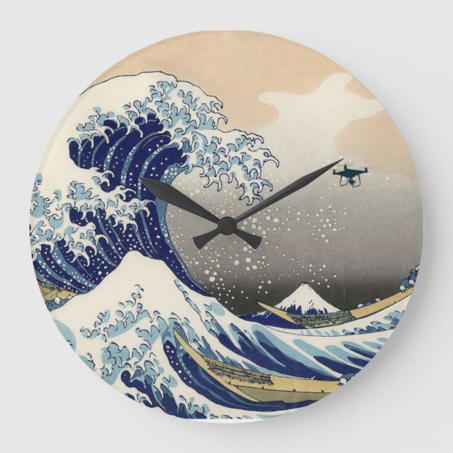 The Great Drone Wave Off Kanagawa Large Clock (Front)