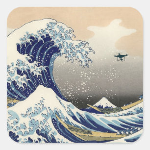 The Great Drone Wave Off Kanagawa Square Sticker