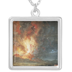 The Great Eruption of Mt. Vesuvius Silver Plated Necklace