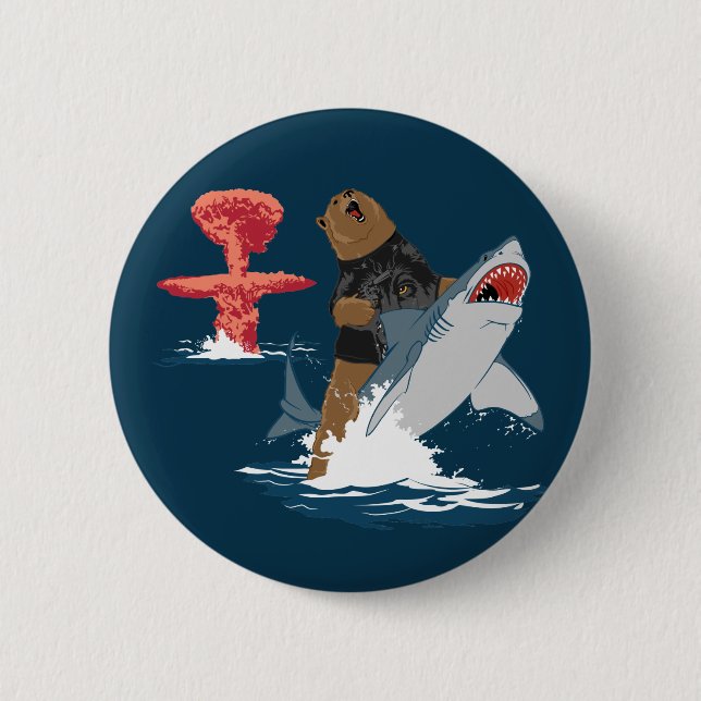 The Great Escape - bear shark cavalry Pinback Button (Front)