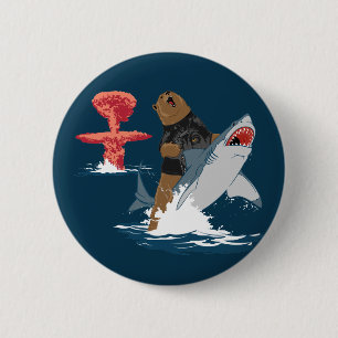 The Great Escape - bear shark cavalry Pinback Button