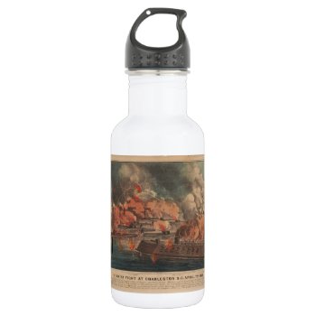 The Great Fight At Charleston 1863 Civil War Water Bottle by EnhancedImages at Zazzle