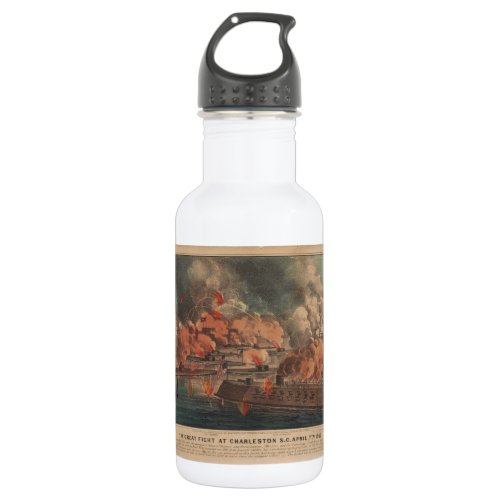 The Great Fight At Charleston 1863 Civil War Water Bottle