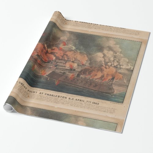 The Great Fight At Charleston 1863 Civil War Wrapping Paper