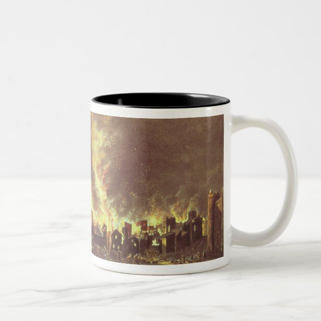 The Great Fire of London, 1666 Two-Tone Coffee Mug (Right)