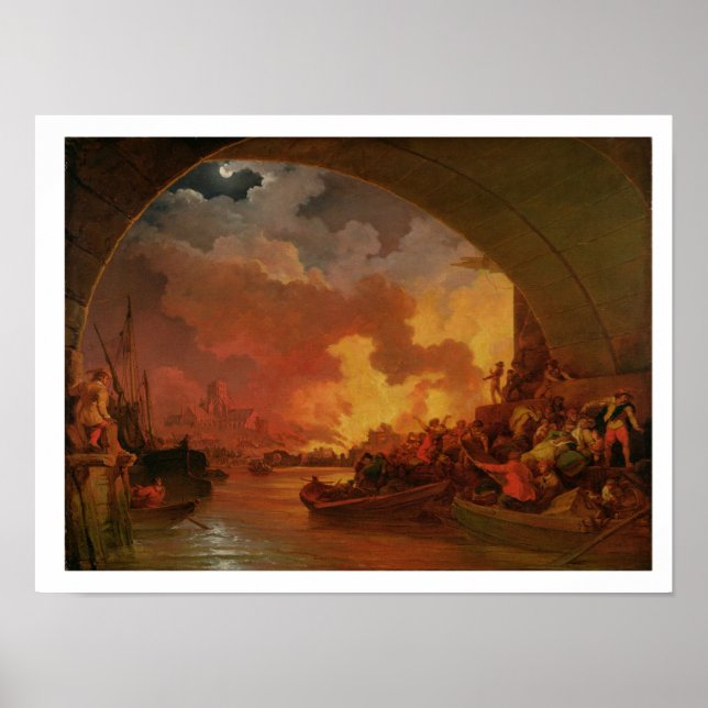 The Great Fire of London, c.1797 (oil on canvas) Poster (Front)