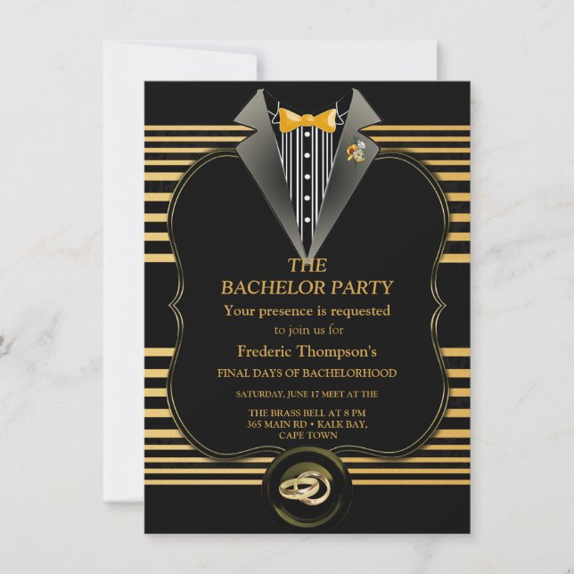 The Great Gatsby Bachelor invitation (Front)