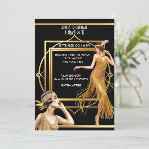 The Great Gatsby black gold flapper girls art deco