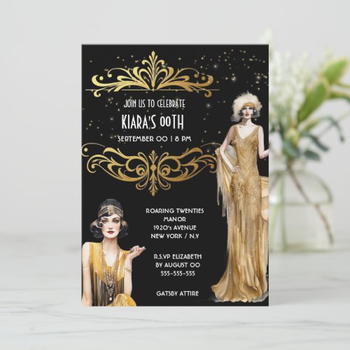 The Great Gatsby black gold flappers art deco