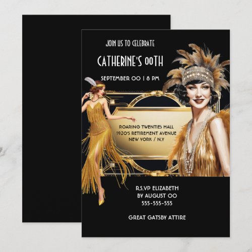 The Great Gatsby flapper girls black gold birthday