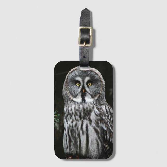 The Great Grey Owl bc lta Luggage Tag (Front Vertical)