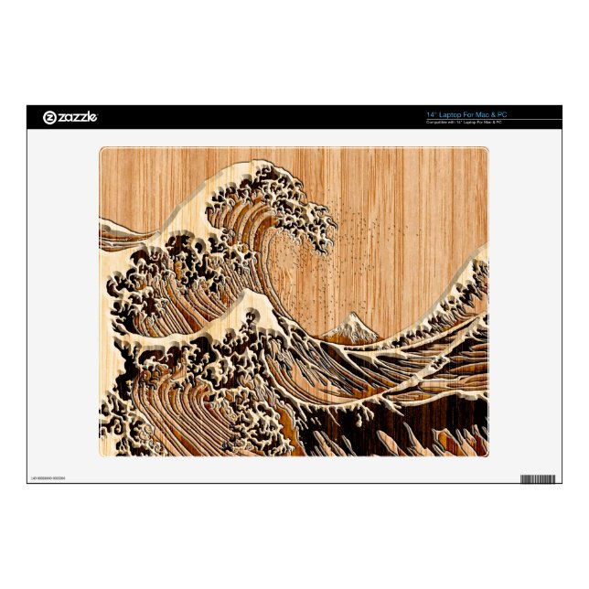 The Great Hokusai Wave Bamboo Inlay Style Laptop Skin (Product)