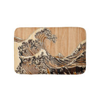 The Great Hokusai Wave Bamboo Wood Inlay Style