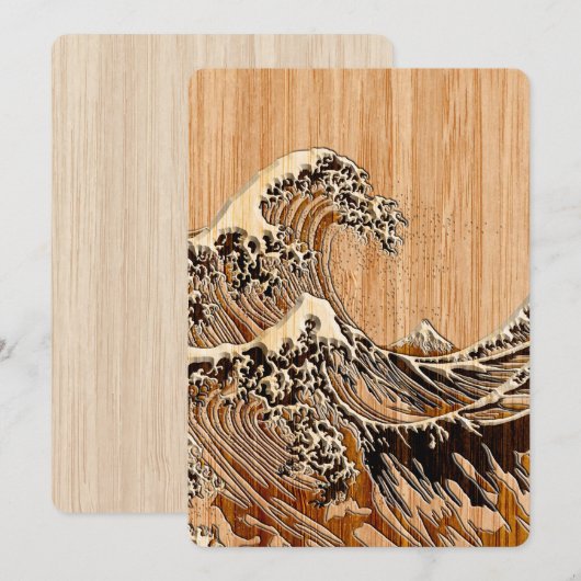 The Great Hokusai Wave Bamboo Wood Style (Front/Back)