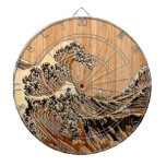 The Great Hokusai Wave Bamboo Wood Style Accent Dartboard