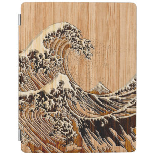The Great Hokusai Wave Bamboo Wood Style decor iPad Smart Cover