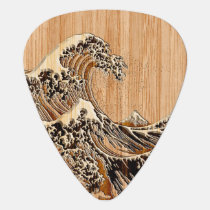The Great Hokusai Wave Bamboo Wood Style Guitar Pick The Great Hokusai Wave Bamboo Wood Style Guitar Pick